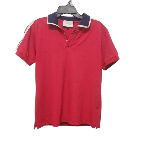 Gucci Cotton Piquet Polo with Web Collar SIZE XL